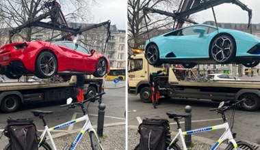 Rowerowy patrol "dopadł" Ferrari i Lamborghini. Kierowcy musieli się zdziwić