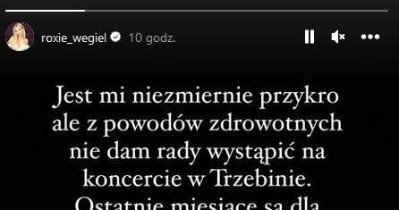 Roxie Węgiel przez problemy zdrowotne musiała odwołać występ /www.instagram.com/roxie_wegiel /Instagram