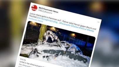 Rozbił ferrari za 200 tys. euro i zniknął. Szuka go policja