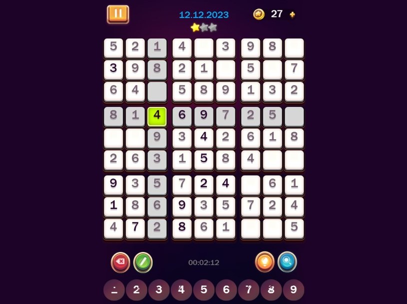 Rozgrywka gry online za darmo Daily Sudoku /Click.pl
