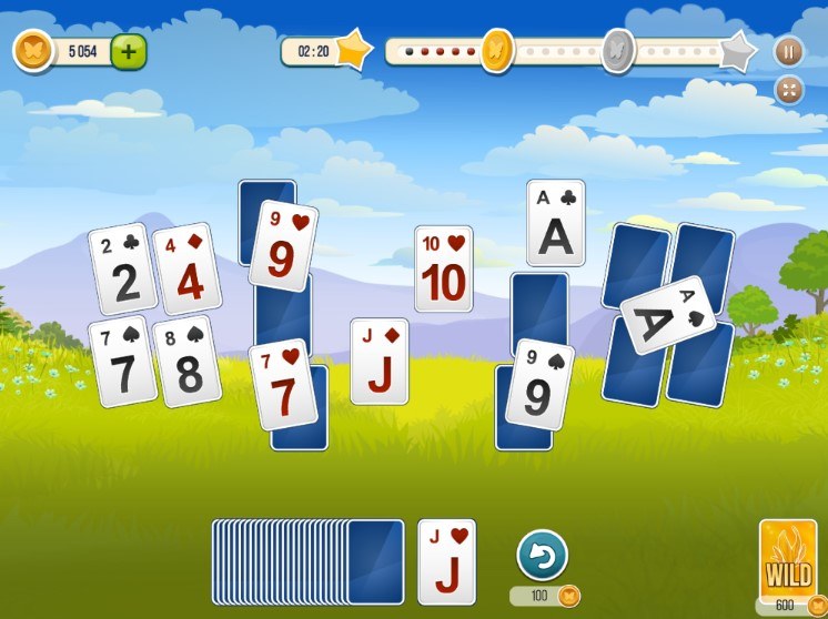 Rozgrywka gry online za darmo Pasjans Solitaire TriPeaks Garden /Click.pl