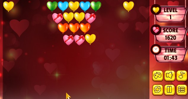 Rozgrywka w Bubble Shooter Valentines