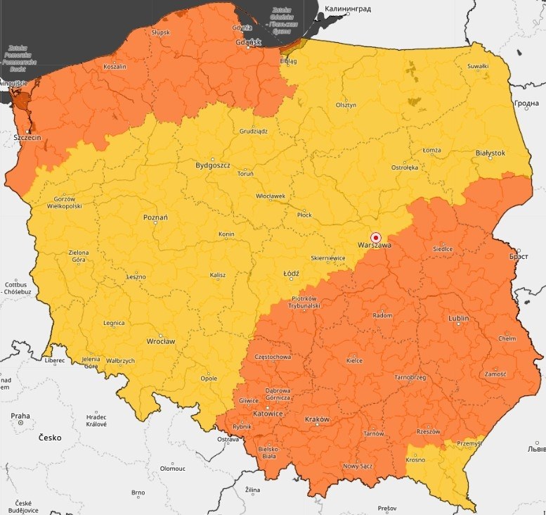 Rozkład ostrzeżeń IMGW /meteo.imgw.pl