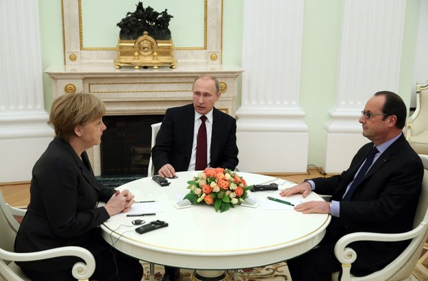 Rozmowy przywódców Francji, Niemiec i Rosji /Sergei Ilnitsky /PAP/EPA