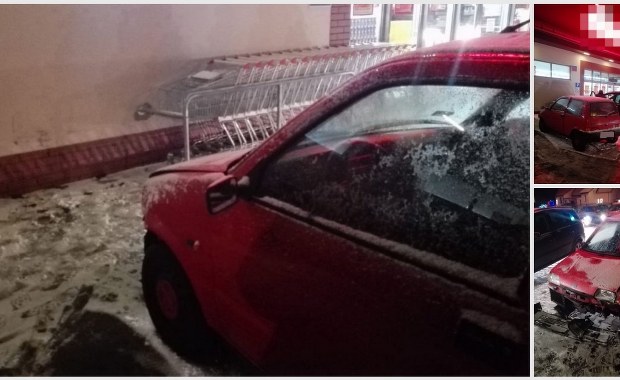 Rozpędzone cinquecento uderzyło w sklep. Za kierownicą 60-latka bez prawa jazdy