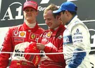 Rubens Barrichello zajął na podium miejsce dla zwycięzcy /poboczem.pl
