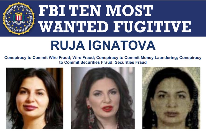 Ruja Ignatova została dodana do listy dziesięciu najbardziej poszukiwanych przez FBI osób /FBI /