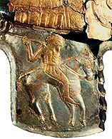 Rumuńska sztuka, detal z hełmu znalezionego w grobie w Agighiol, IV w. p.n.e. /Encyklopedia Internautica