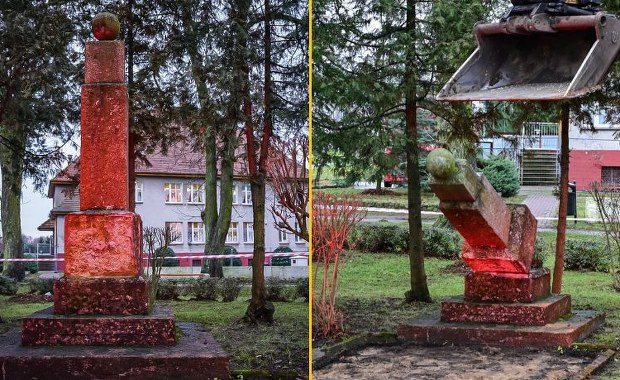 Runął pomnik upamiętniający Armię Czerwoną. "Ruski mir nie ma prawa tutaj sięgać"