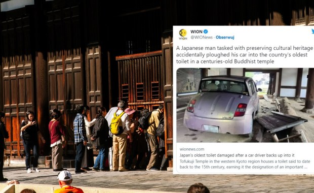 Ruszył na wstecznym. Zniszczył najstarszą w Japonii toaletę