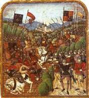 Rycerstwo francuskie i angielskie, Bitwa pod Azimcourt (25 X 1415), miniatura z XV w. /Encyklopedia Internautica
