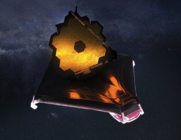 Rysunek Kosmicznego Teleskopu Jamesa Webba po rozłożeniu wszystkich elementów /Adriana Manrique Gutierrez, NASA Animator /Materiały prasowe