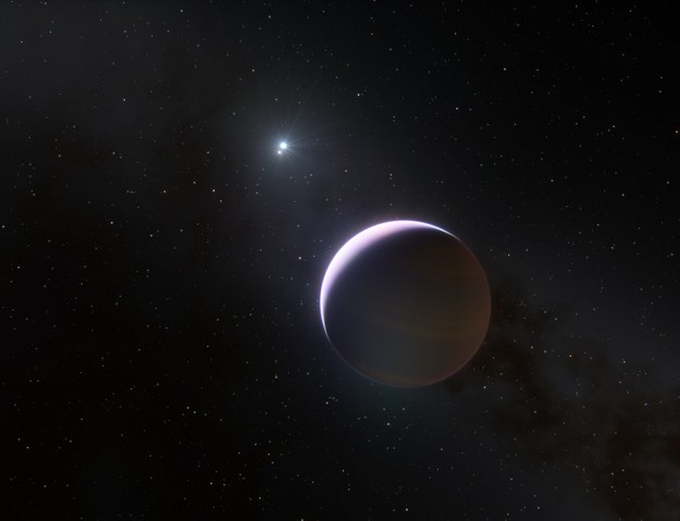 Rysunek planety b Centauri b, krążącej wokół układu podwójnego gwiazd o masie sześciokrotnie przekraczającej masę Słońca. /ESO/L. Calçada /Materiały prasowe
