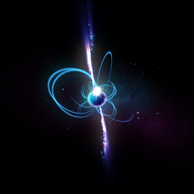 Rysunek prawdopodobnego magnetara o zaskakujących włąściwościach /ICRAR /Materiały prasowe