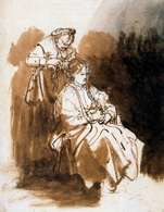 Rysunek: Rembrandt van Rijn,  Czesanie młodej kobiety, ok. 1635 /Encyklopedia Internautica
