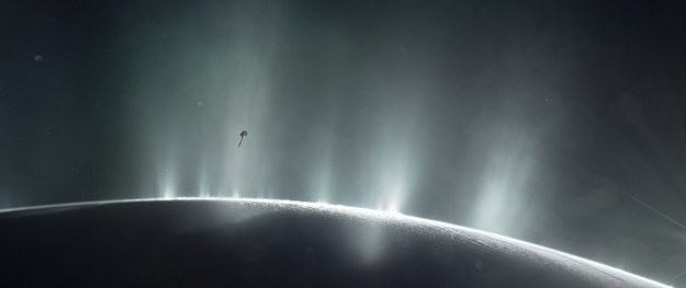 Rysunek sondy Cassini podczas przelotu przez gejzery Enceladusa /NASA /materiały prasowe