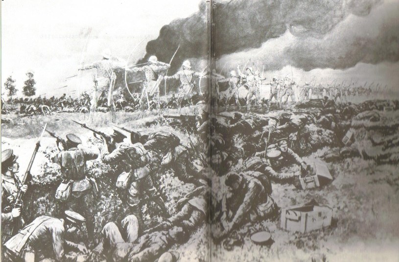 Rysunek z "The Illustrated London News" przedstawiający "cud w Mons" /Wikimedia Commons /INTERIA.PL/materiały prasowe