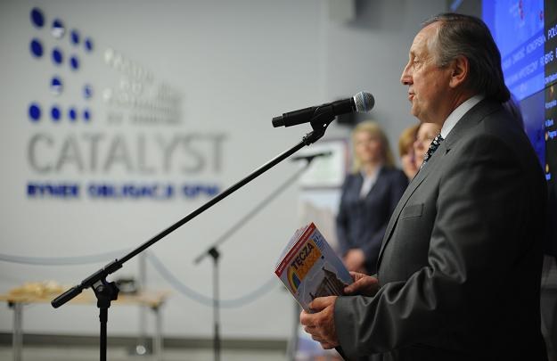 Ryszard Mroziński, prezes Bałtyckiego Banku Spółdzielczego w Darłowie, podczas debiutu na Catalyst /PAP