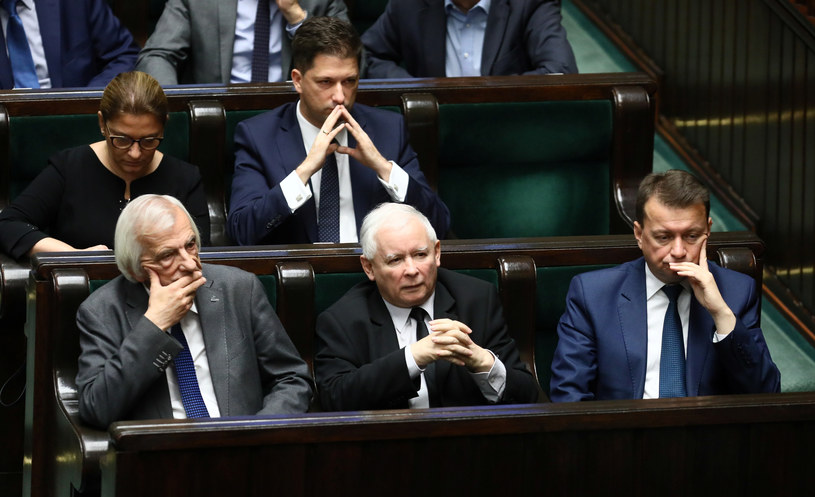 Ryszard Terlecki, Jarosław Kaczyński and Mariusz Błaszczak in Sejm / Piotr Molecki / East News