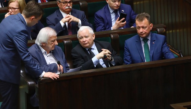 Ryszard Terlecki, Jarosław Kaczyński i Mariusz Błaszczak /Rafał Guz /PAP