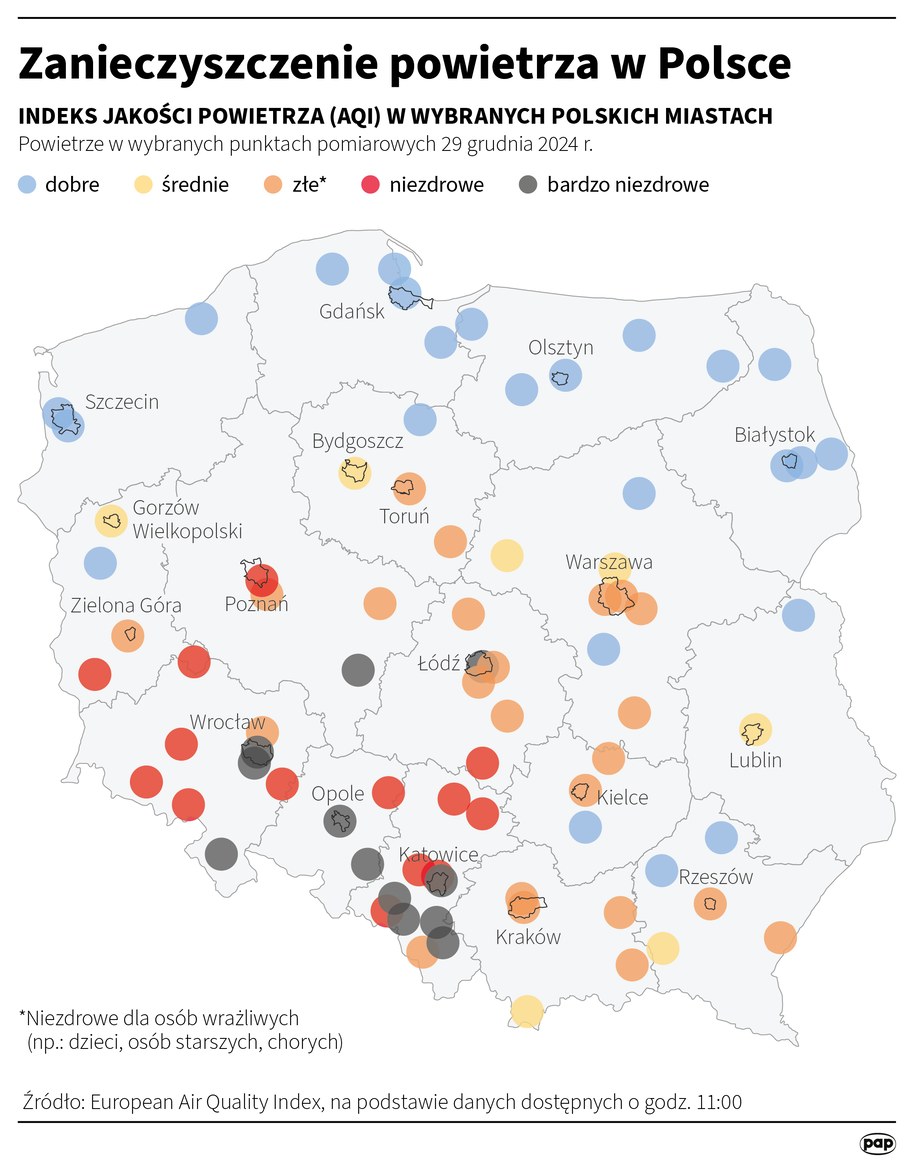 Rządowe Centrum Bezpieczeństwa wydało alert dotyczący smogu dla powiatów na południu i zachodzie kraju /	Maciej Zieliński /PAP