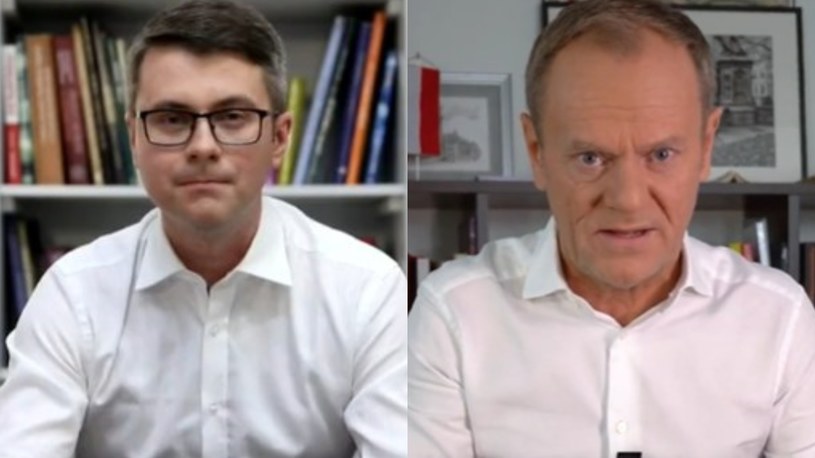 Rzecznik rządu Piotr Müller i były premier Donald Tusk /Piotr Müller/Donald Tusk /Twitter