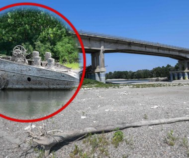 Rzeka Pad odsłania wrak statku z II wojny światowej. To pierwszy raz, kiedy można go zobaczyć