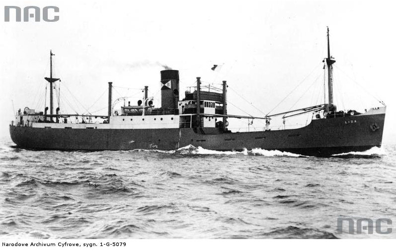 S/s "Lida" - jeden ze statków kompanii żeglugowej "Polbryt" /Z archiwum Narodowego Archiwum Cyfrowego