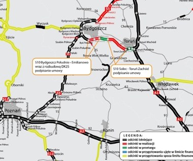 Są umowy na dwa odcinki drogi S10. Połączą Bydgoszcz z Toruniem