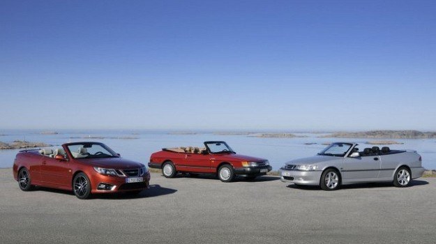 Saab 9-3 Cabriolet w wersji Independent Edition oraz dwie poprzednie generacje modelu. /Saab