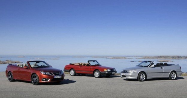 Saab 9-3 Cabriolet w wersji Independent Edition oraz dwie poprzednie generacje modelu. /Saab