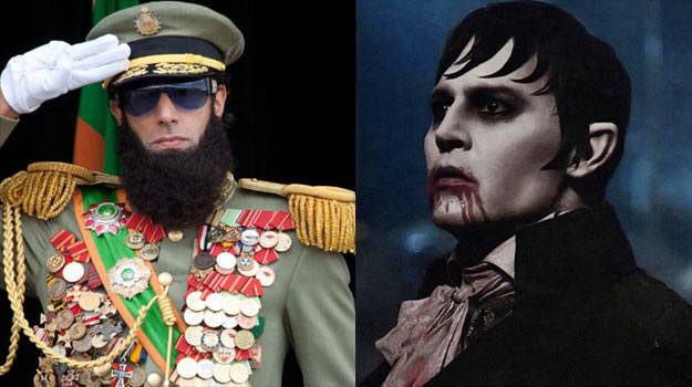 Sacha Baron Cohen (L) jako dyktator, Johnny Depp (P) w roli wampira /materiały dystrybutora
