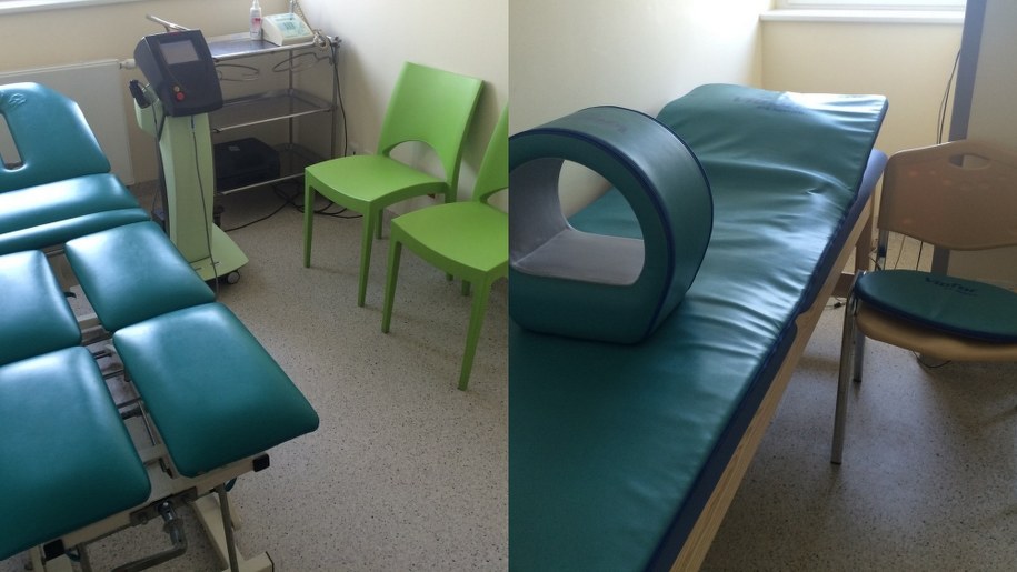 Sala fizykoterapii. W tych pomieszczeniach wykonuje się m.in. zabiegi laserowe. /Agnieszka Wyderka, RMF FM /RMF FM