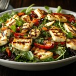 szybka sałatka Sałatka z grillowanym serem halloumi. Doskonały i pełen wartości odżywczych dodatek do mięs i nie tylko