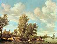 Salomon van Ruysdael, Przeprawa przez rzekę, 1649 /Encyklopedia Internautica