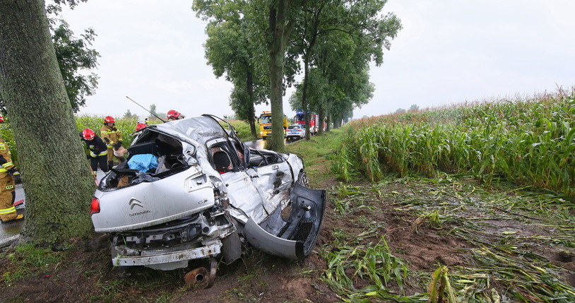 Samochód narzeczonych wpadł w poślizg i zderzył się z ciężarówką /	Tomasz Wojtasik /PAP