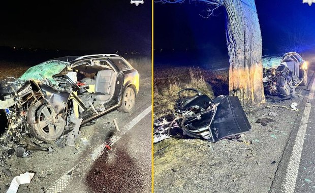 Samochód roztrzaskał się o drzewo. Tragiczny wypadek w Śląskiem