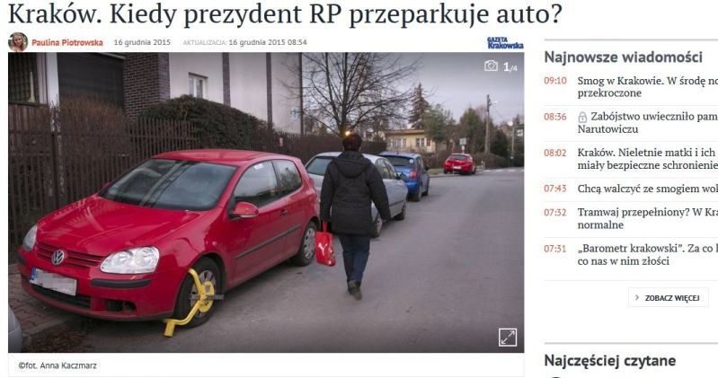 Samochód stoi od przeszło miesiąca. W końcu założono mu blokadę / Fot: Gazeta Krakowska /Informacja prasowa