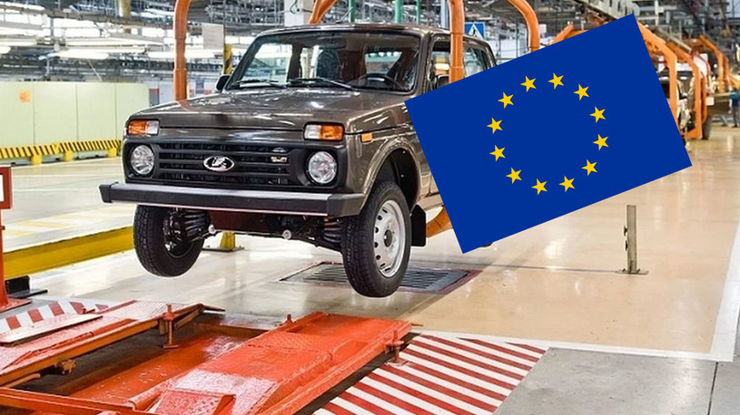 Samochody zarejestrowane w Rosji nie mogą wjechać na teren państw Unii Europejskiej. fot. Łada / flaga Unii Europejskiej /Łada /materiały prasowe