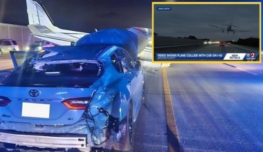 Samolot awaryjnie wylądował na samochodzie. Zobacz nagranie z tego zdarzenia