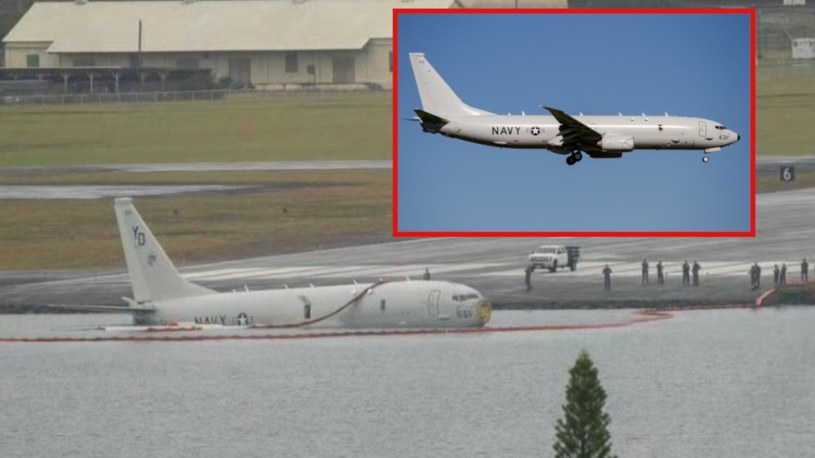 Samolot P-8A Poseidon US Navy uderzył w taflę wody podczas lądowania. Co to za maszyna? /@lfx160219 /Twitter