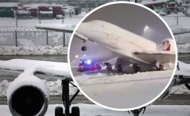 Samolot przymarzł do płyty lotniska. Miał lecieć na szczyt klimatyczny
