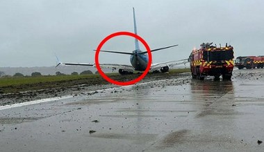 Samolot wypadł z pasa przy lądowaniu. Jest nagranie