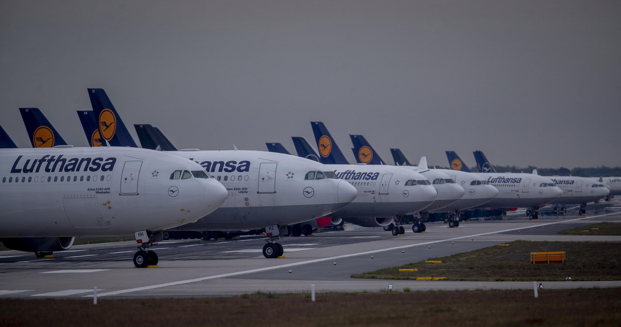 Samoloty niemieckiej linii lotniczej Lufthansa na lotnisku we Frankfurcie. /East News