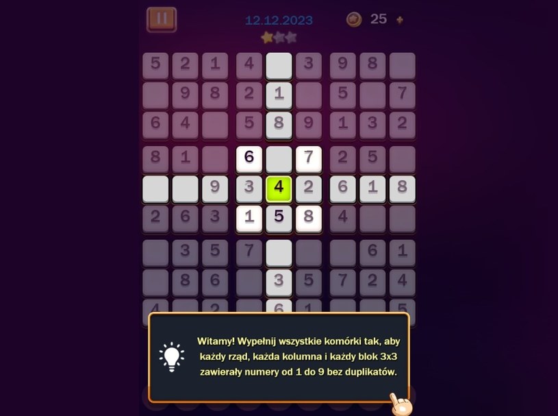 Samouczek gry online za darmo Daily Sudoku /Click.pl