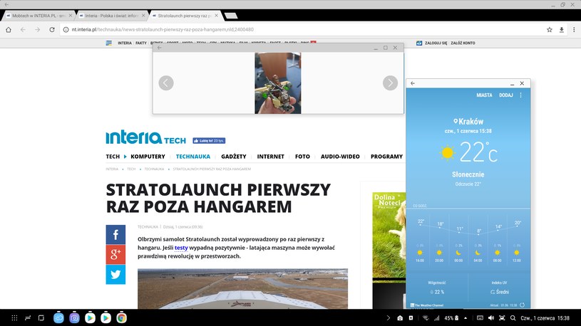 Samsung DeX - zrzut ekranu przeglądarki, plus dodatkowe okna /INTERIA.PL