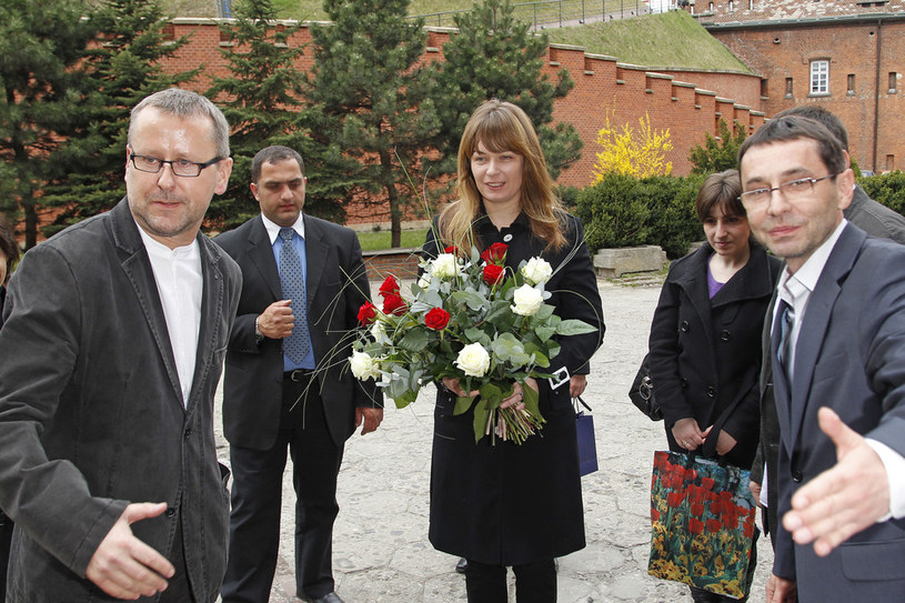 Sandra E. Roelofs oraz Tadeusz Sołtys i Paweł Pawlik z Grupy RMF &nbsp; /Andrzej Engelbrecht /AKPA