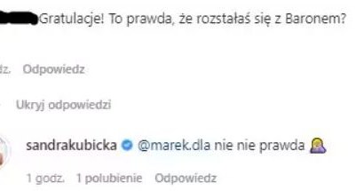 Sandra Kubicka odniosła się do plotek, mówiących o jej rozstaniu z Baronem /www.instagram.com/sandrakubicka /Instagram