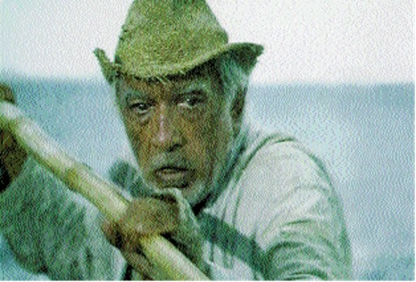 Santiago (Anthony Quinn) w filmie Stary człowiek i morze, reż. Jud Taylor, 1990 /Encyklopedia Internautica