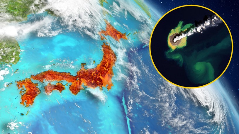 Satelity uchwyciły niezwykłe piękno japońskiej wyspy, która stale zwiększa swoją powierzchnię /Twitter: SciTechDaily credit: Contains modified Copernicus Sentinel data (2021), processed by ESA, CC BY-SA 3.0 IGO /123RF/PICSEL